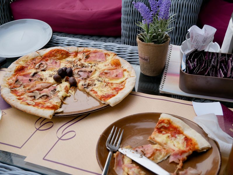 Prawn and Garlic gourmet pizza with tiger prawns and garlic cream
