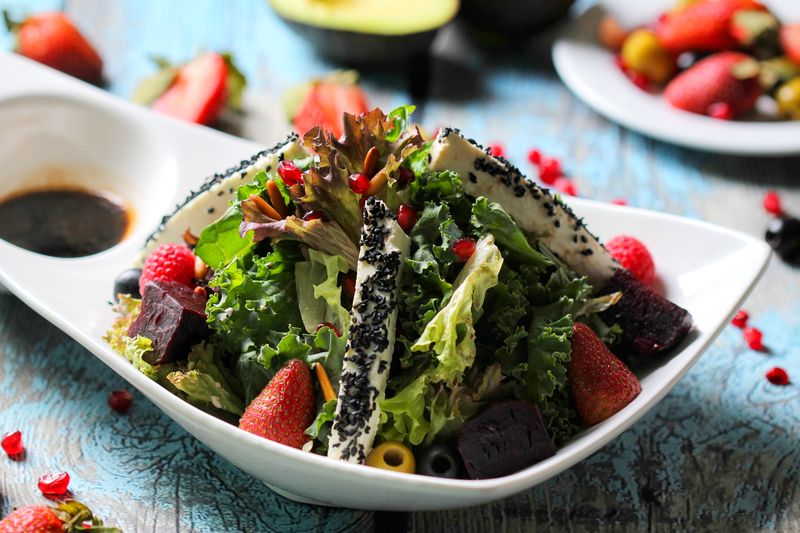 Fresh garden salad with balsamic dressing
